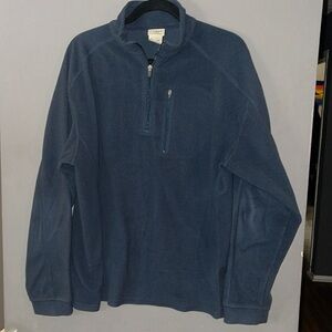 LL Bean unisex navy fleece quarter zip.